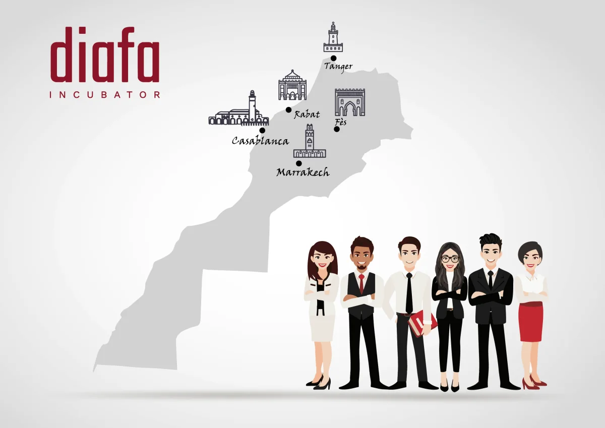 Carte du Maroc présentant les destinations du programme Diafa Incubator